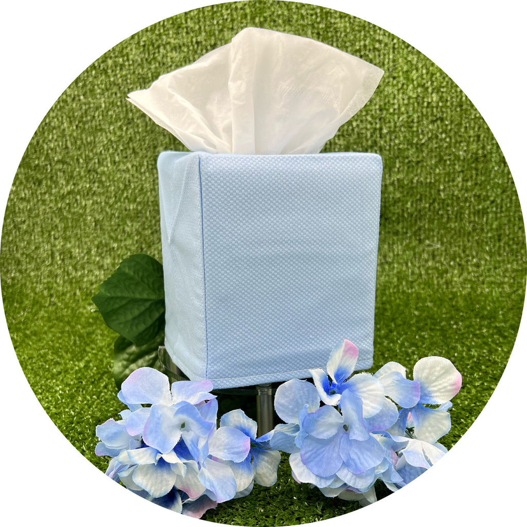 Piqué Tissue Box Cover- Blue