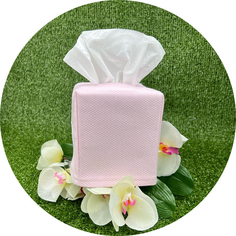 Piqué Tissue Box Cover- Pink