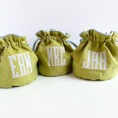 Custom Linen Small Drawstring Pouch - Made to Order