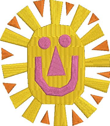 Happy Sun Embroidery Design