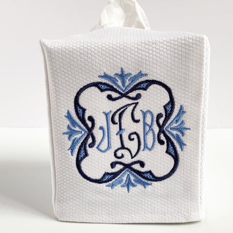 Piqué Tissue Box Cover- White