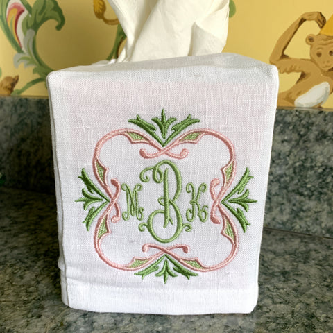 White Linen/Cotton Tissue Box Cover