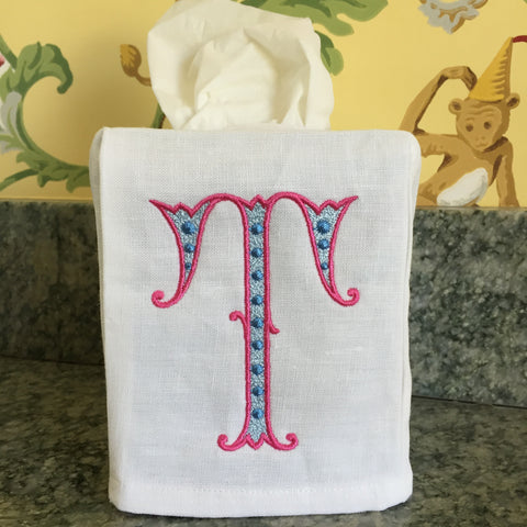White Linen/Cotton Tissue Box Cover