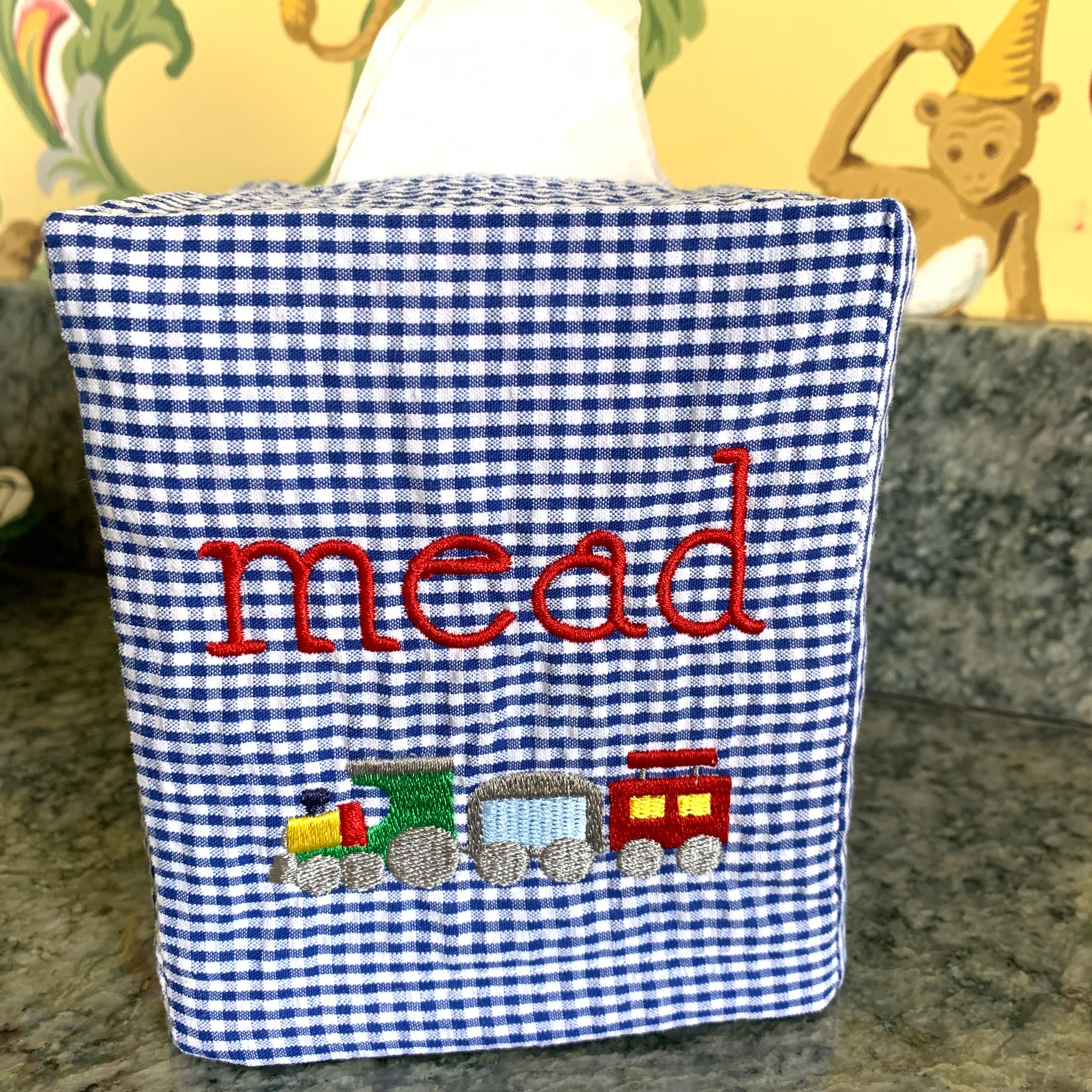 Gingham Seersucker Tissue Box Cover (Two colors)