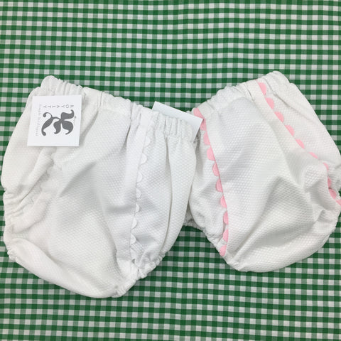 White Piqué Bloomers with Ric Rac Trim (Two colors)