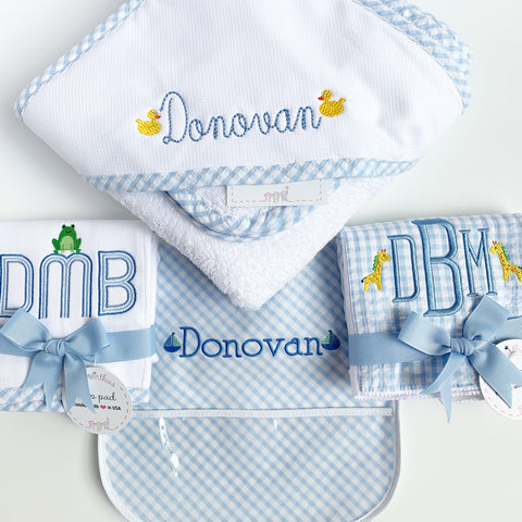 Seersucker Check Trimmed Burp Cloths, by 3Marthas (Two colors)