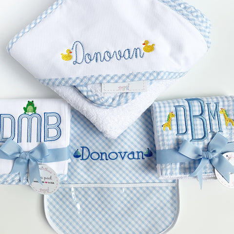 Pique Hooded Towel & Washcloth Set, by 3Marthas (Two colors)