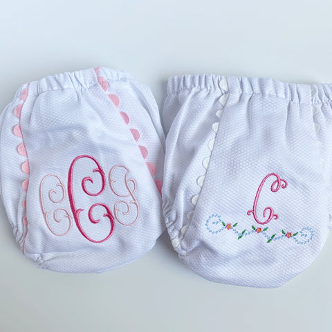White Piqué Bloomers with Ric Rac Trim (Two colors)