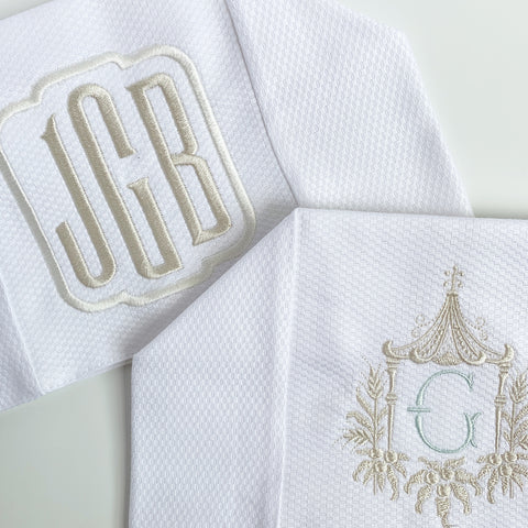 Piqué Tissue Box Cover- White