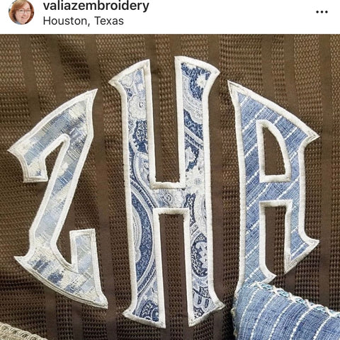 Horizontal Oval Appliqué Monogram - Large version 9 & 12 inch