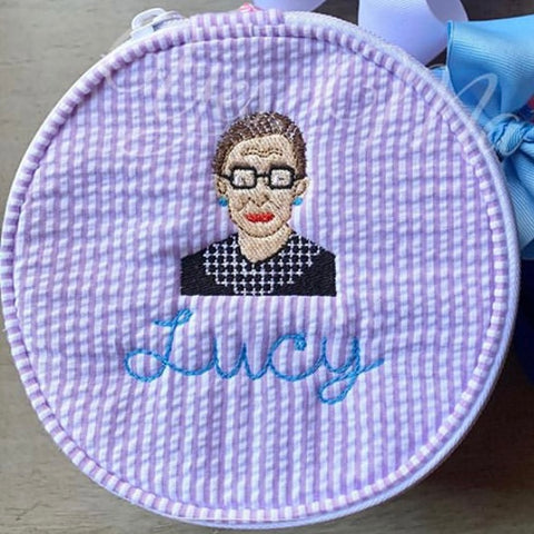 Ruth Bader Ginsburg Embroidery Design (RBG), 2 & 3 inches tall