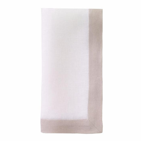 Contrast Band Linen Dinner Napkins, Set of four.