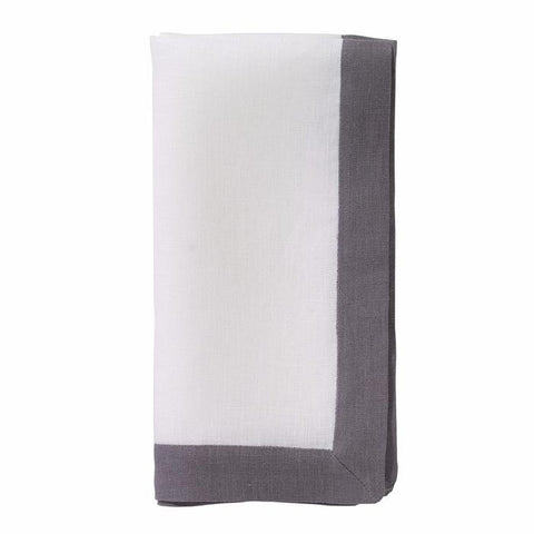 Contrast Band Linen Dinner Napkins, Set of four.