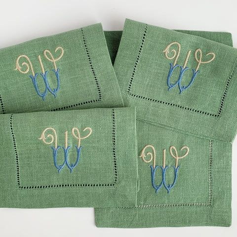 Sferra Festival Linen Oblong Cocktail Napkins, Set of Four.