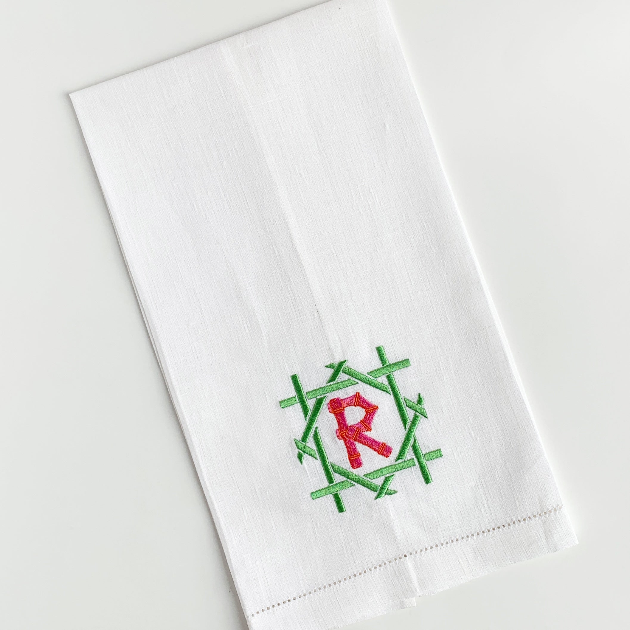Fall Embroidered Linen Guest Towel