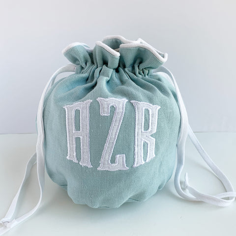 Custom Linen Small Drawstring Pouch - Made to Order