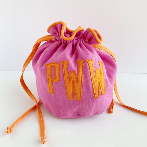 Custom Linen Small Drawstring Pouch - Made to Order