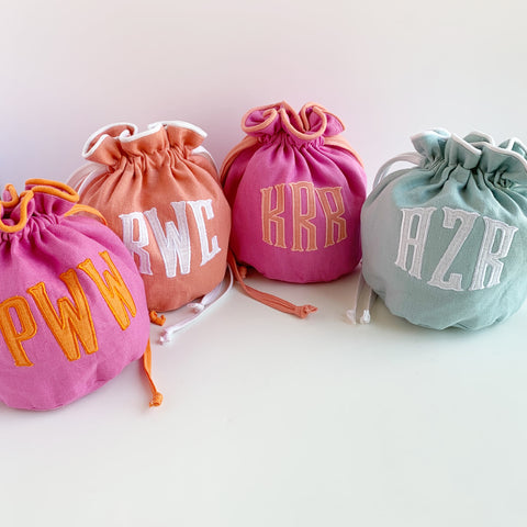 Custom Linen Small Drawstring Pouch - Made to Order