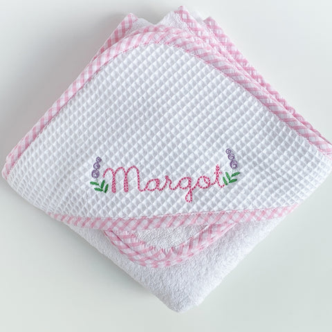 Pique Hooded Towel & Washcloth Set, by 3Marthas (Two colors)