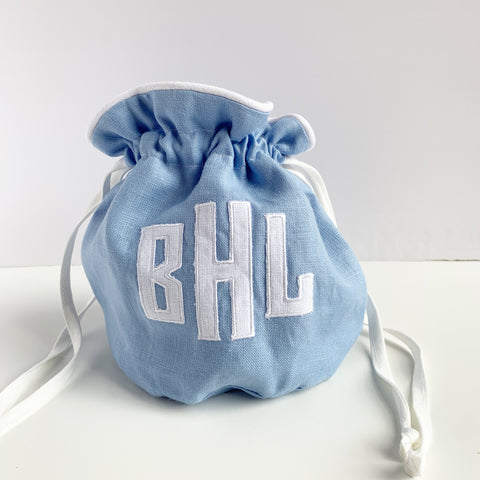 Custom Linen Small Drawstring Pouch - Made to Order