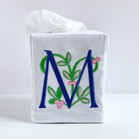 Piqué Tissue Box Cover- White