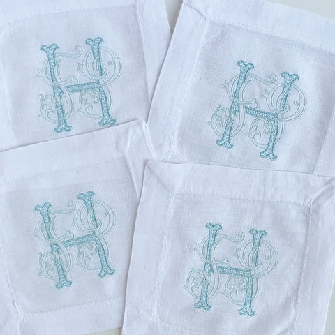 White Linen Cocktail Napkins (Set of four)