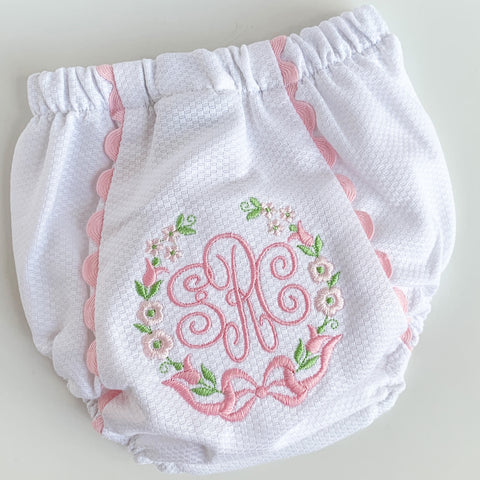 White Piqué Bloomers with Ric Rac Trim (Two colors)
