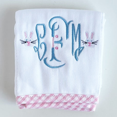 Seersucker Check Trimmed Burp Cloths, by 3Marthas (Two colors)