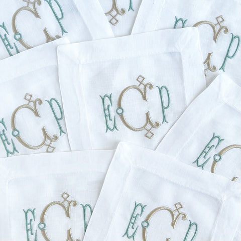White Linen Cocktail Napkins (Set of four)