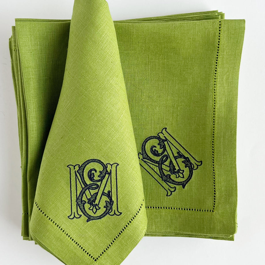 Cotton Hemstitch Napkin Kiwi Green, Set of 6