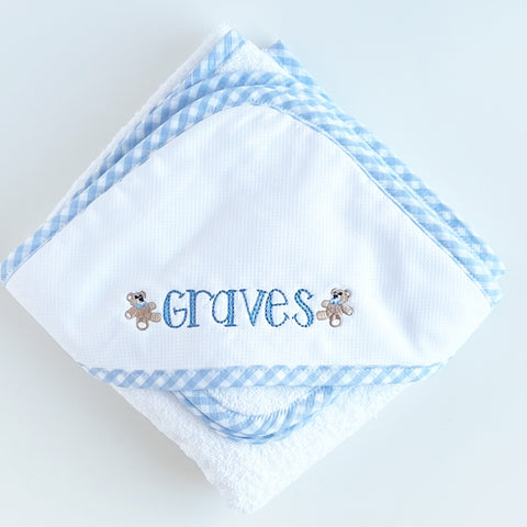 Pique Hooded Towel & Washcloth Set, by 3Marthas (Two colors)