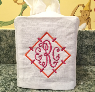 White Linen/Cotton Tissue Box Cover