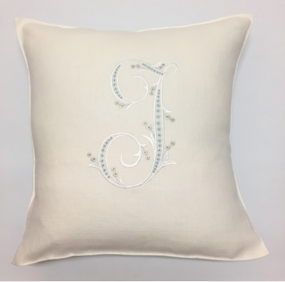 Oyster Linen Pillow Cover, by Libeco Linen. Includes 8"-9" monogram.