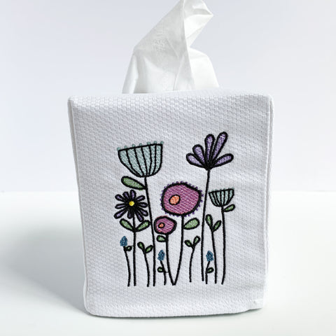 Piqué Tissue Box Cover- White