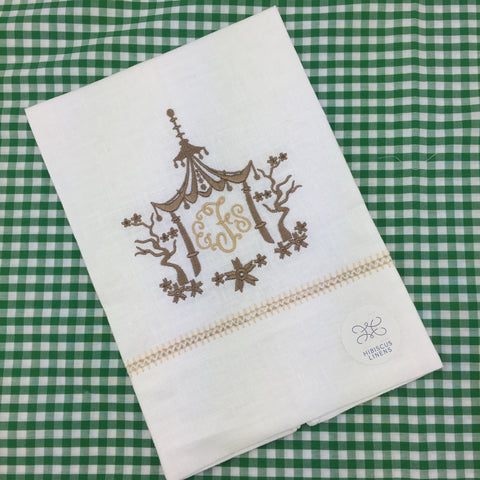 Hibiscus Linens Guest Towel with Hand Crocheted Detail