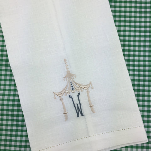 Natural White, Irish Linen Hemstitched Guest/Bar Towel