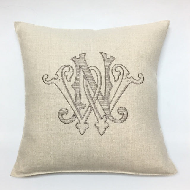 Natural Linen Pillow Cover by Libeco Linen. Includes 8"-9" monogram.